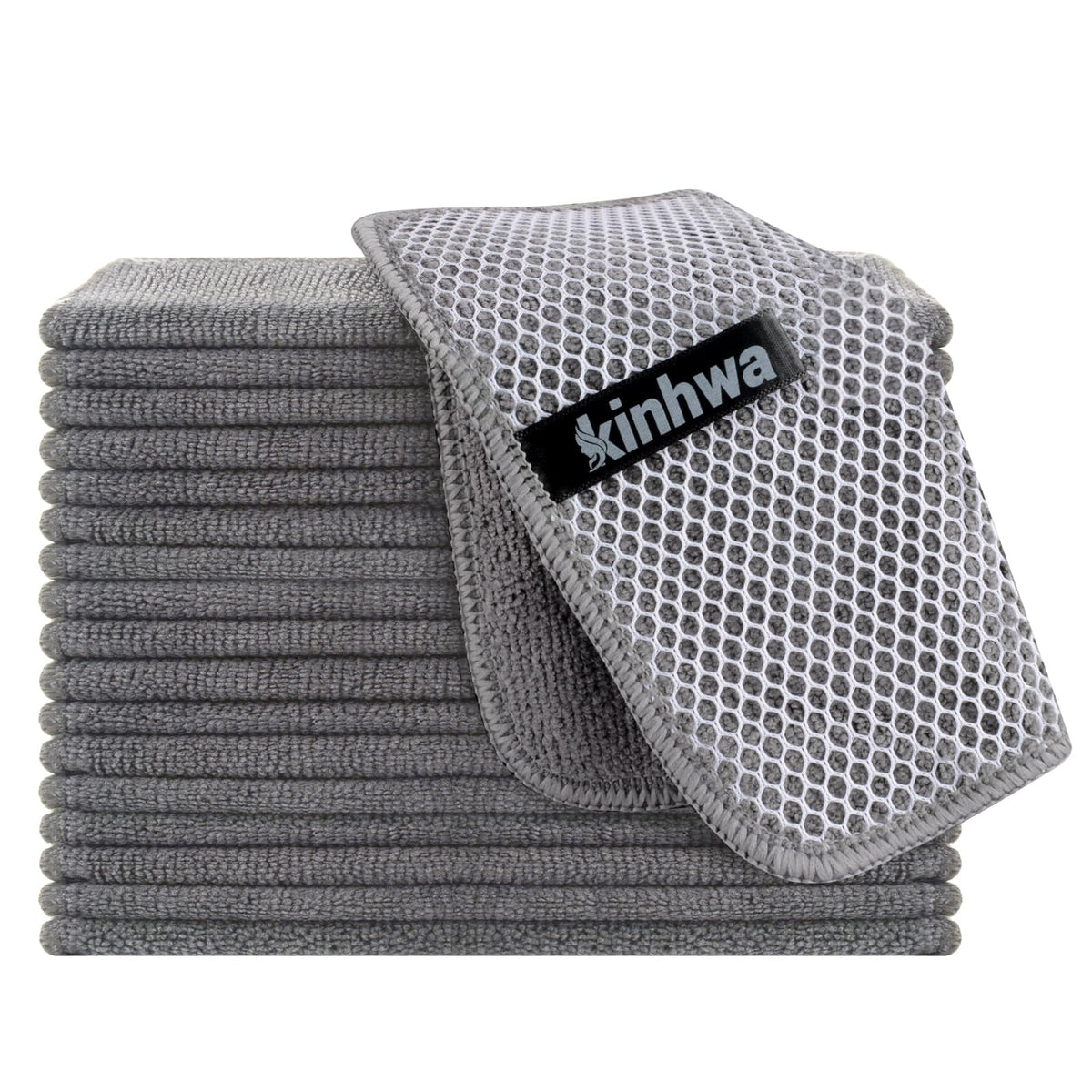 KinHwa Dish Cloths for Washing Dishes with Scrub Side, Microfiber Dish Rags