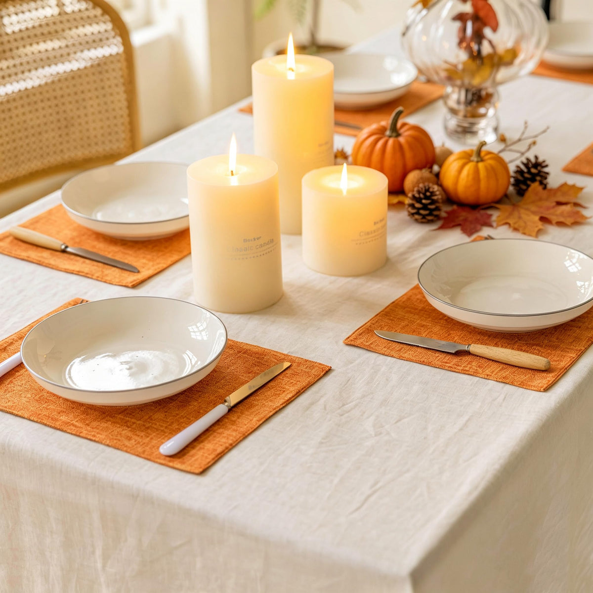 Home Brilliant Linen Placemats Set of 4 Heat Resistant Dining Table Cloth Place Mats Kitchen Table Mats Placemats Table Decor, Natural Linen