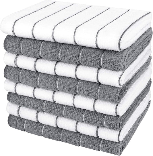 AIDEA Kitchen Towels-8PK, Dish Towels for Kitchen Grey, Dish Cloth-12”x12”