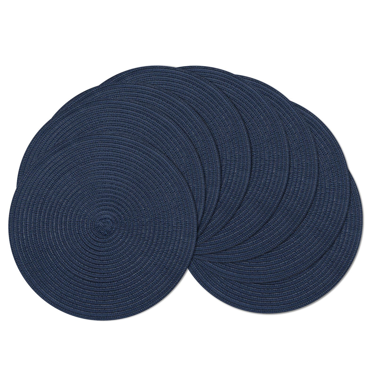 SHACOS Round Braided Placemats Set of 8 Cotton Fabric Round Table Mats Non Slip Washable 15 inch Round Place Mats Home Party Table Decor (Beige, 8)