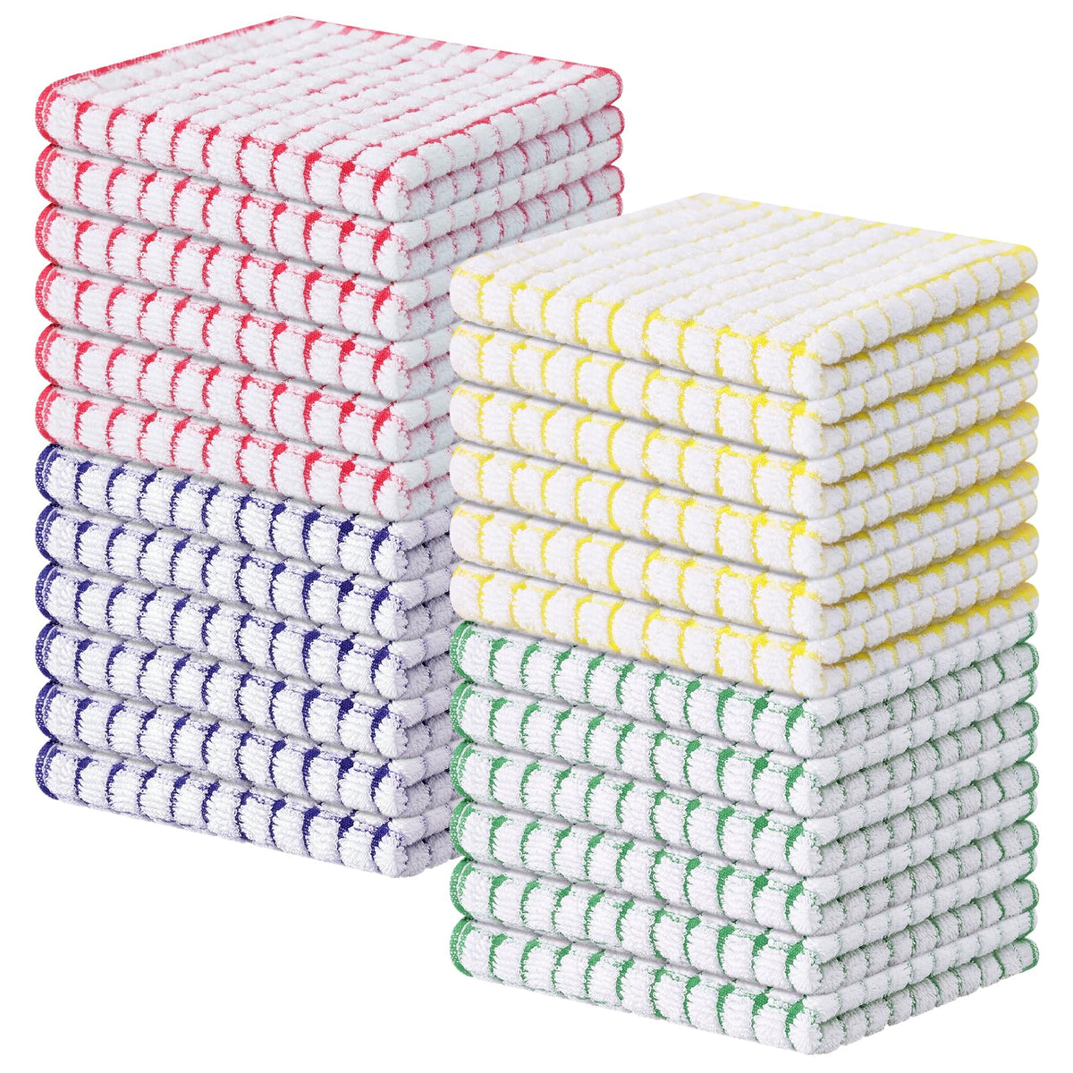 Kitinjoy Cotton 8 Pack Terry Kitchen Dish Cloths, Mixed Color