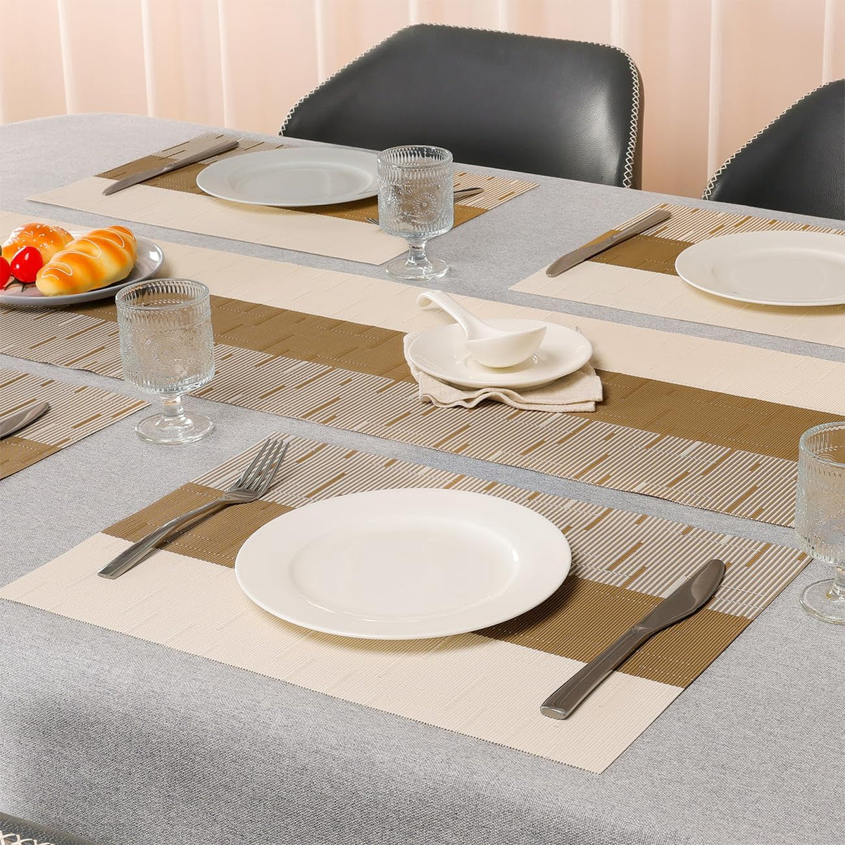Placemats Set of 6, Vinyl Woven Heat-Resistant Place Mats