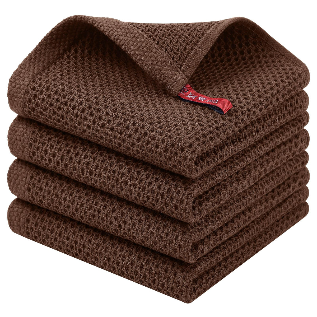 Homaxy 100% Cotton Waffle Weave Kitchen Dish Cloths, 4-Pack, Dark Grey