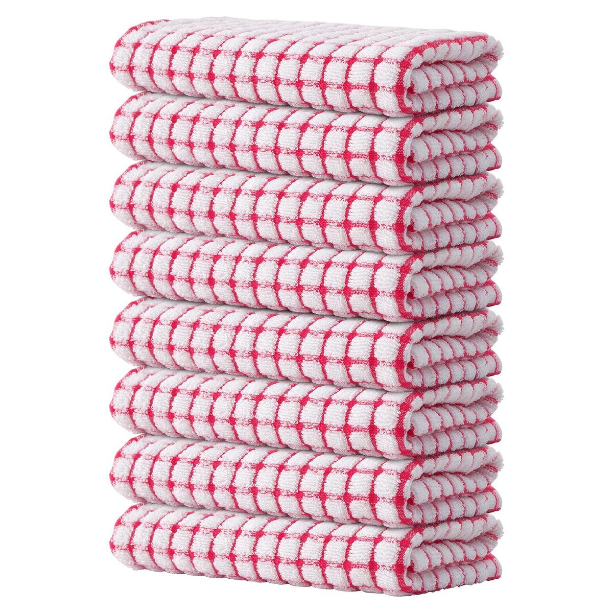 Kitinjoy Cotton 8 Pack Terry Kitchen Dish Cloths, Mixed Color