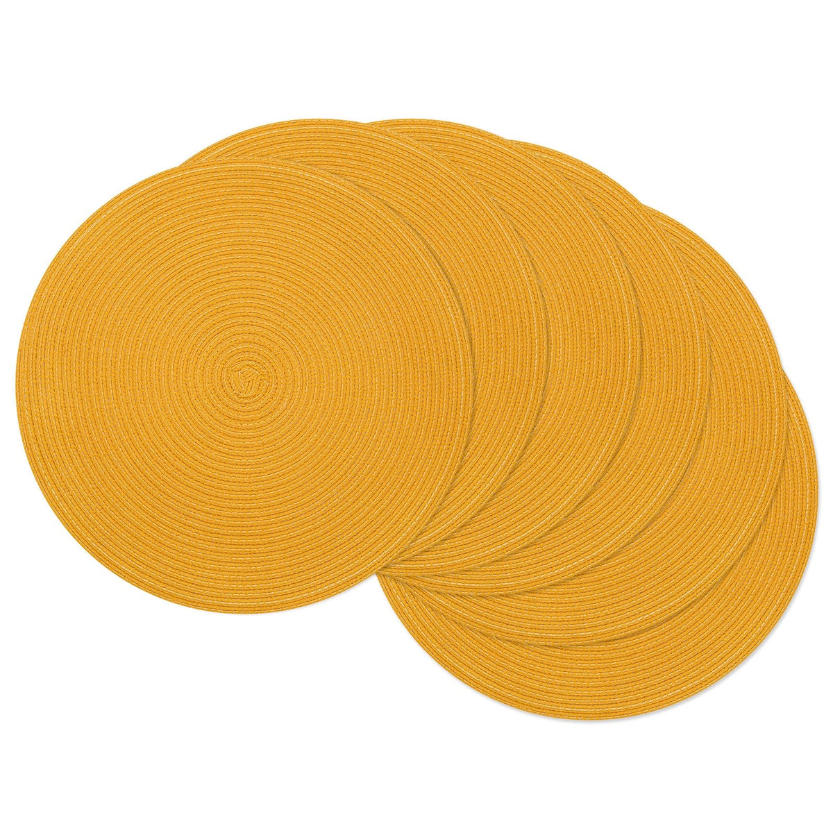 SHACOS 15 inch Round Placemats Set of 6, Cotton Polyester Woven Braided Place Mats, Washable Heat Resistant Circle Table Mats for Dining Table (Beige, 6)