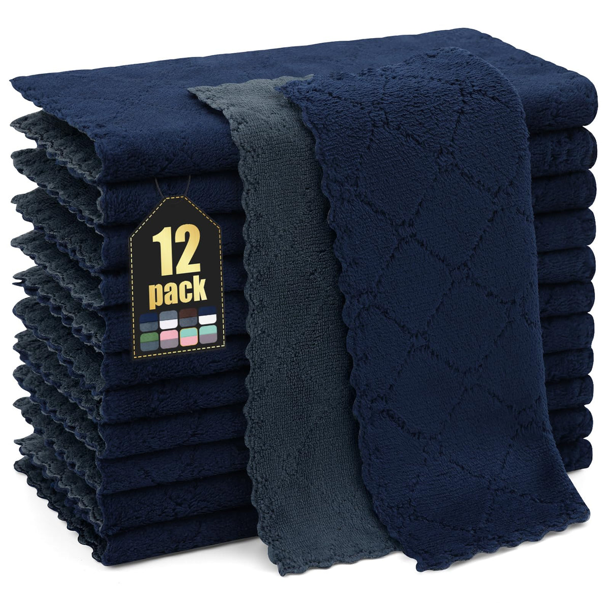 Homaxy 12 Pack Super Soft & Absorbent Dish Cloths, 10" x 10", Grey
