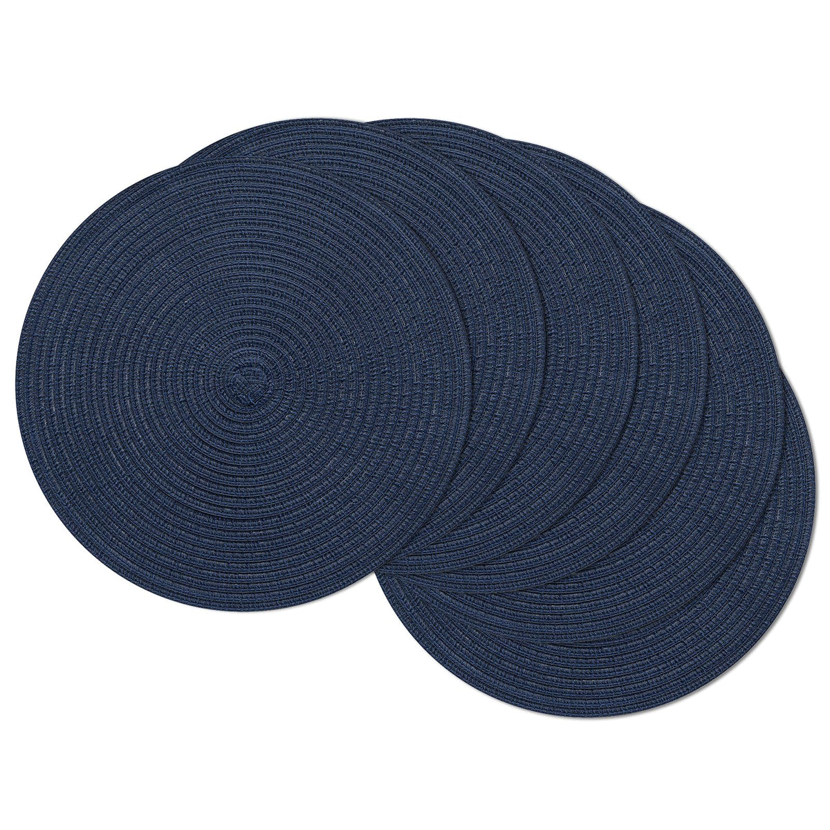 SHACOS Round Braided Placemats Set of 4 Dining Table Placemats 15 inch Circle Place Mats Easy to Clean Table Mats Indoor Outdoor, Blue Gray