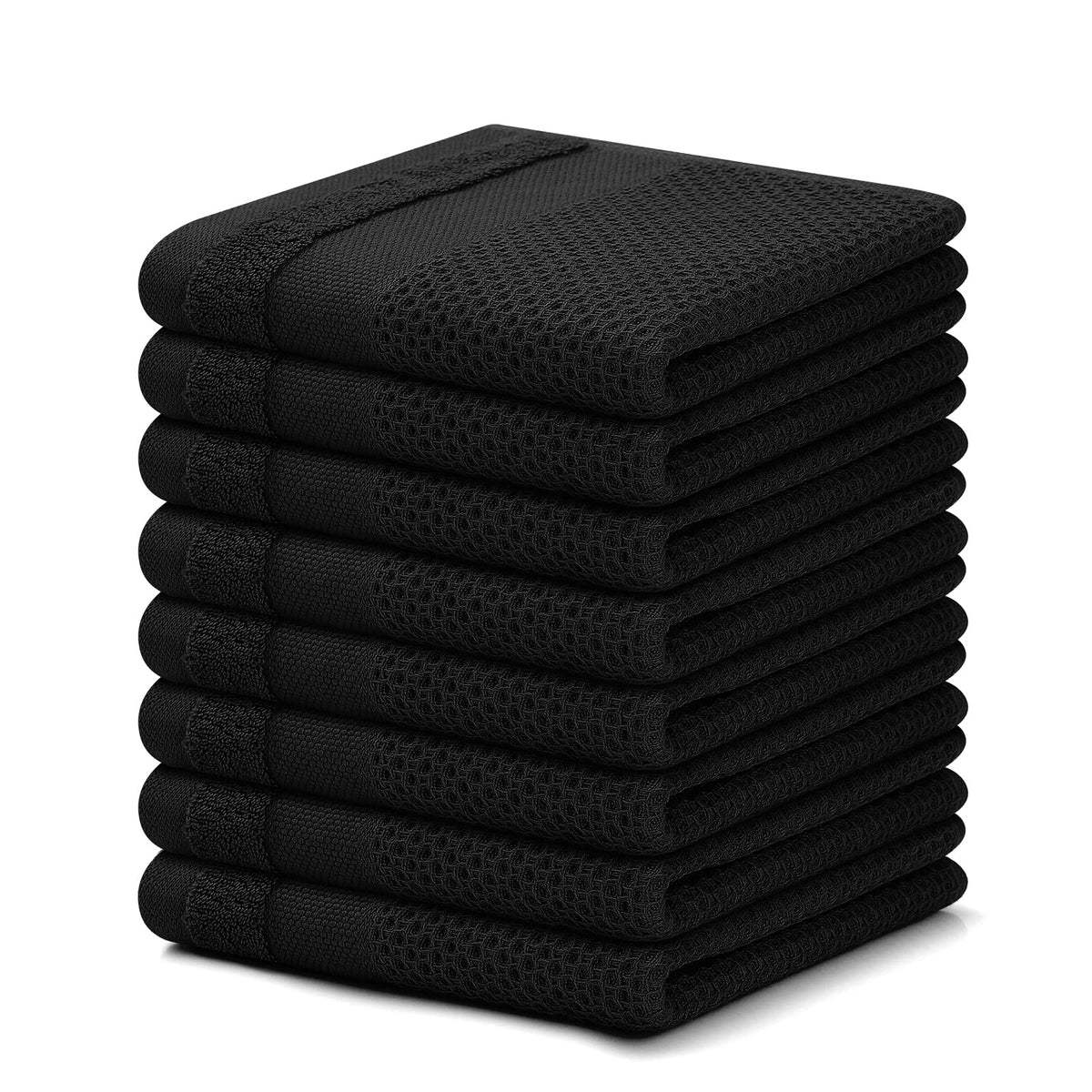 Homaxy 100% Cotton Dish Cloths, 8 Pack - 12 x 12 Inches, Black