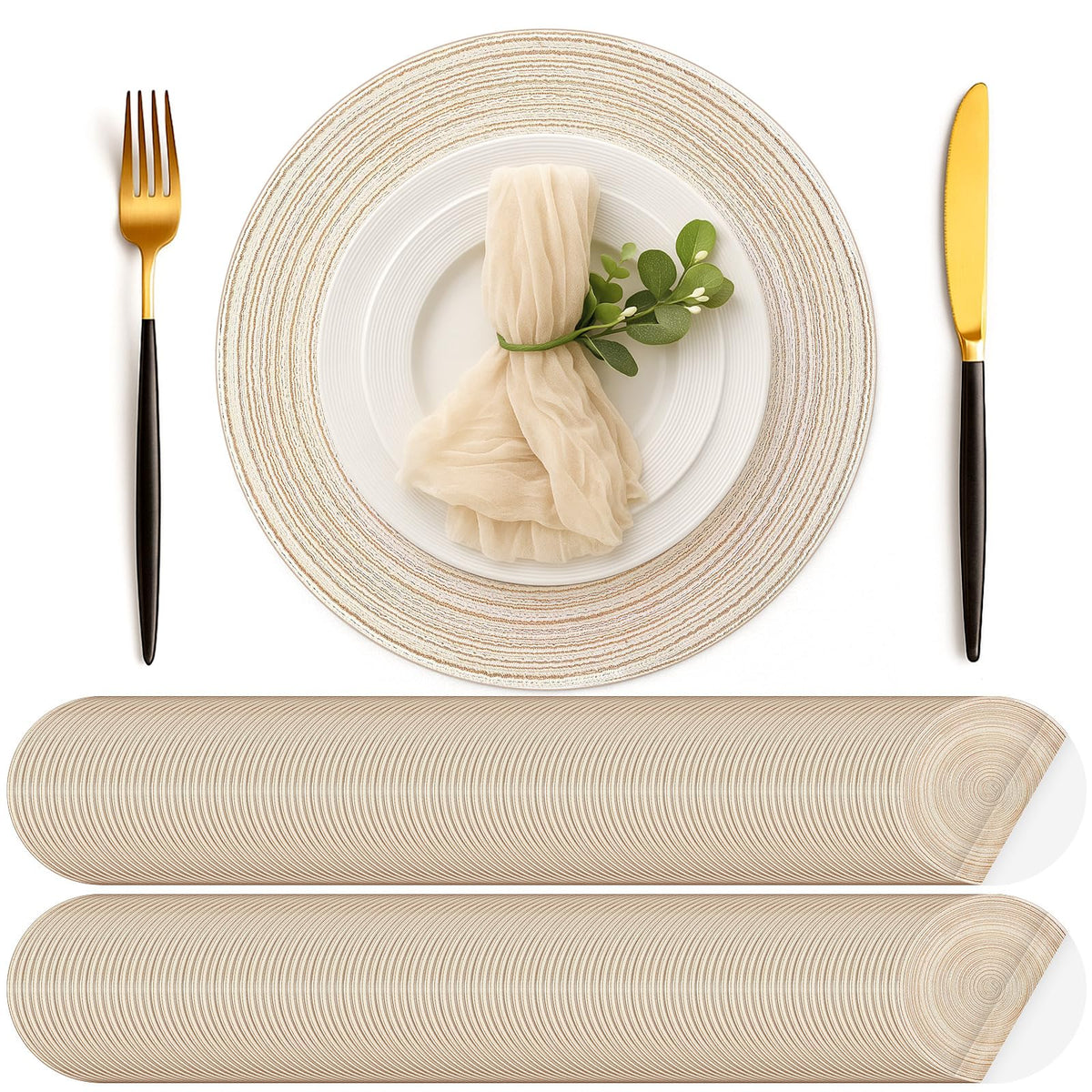 Geosar 100 Pcs Disposable Paper Placemat Cotton Woven 13'', Beige