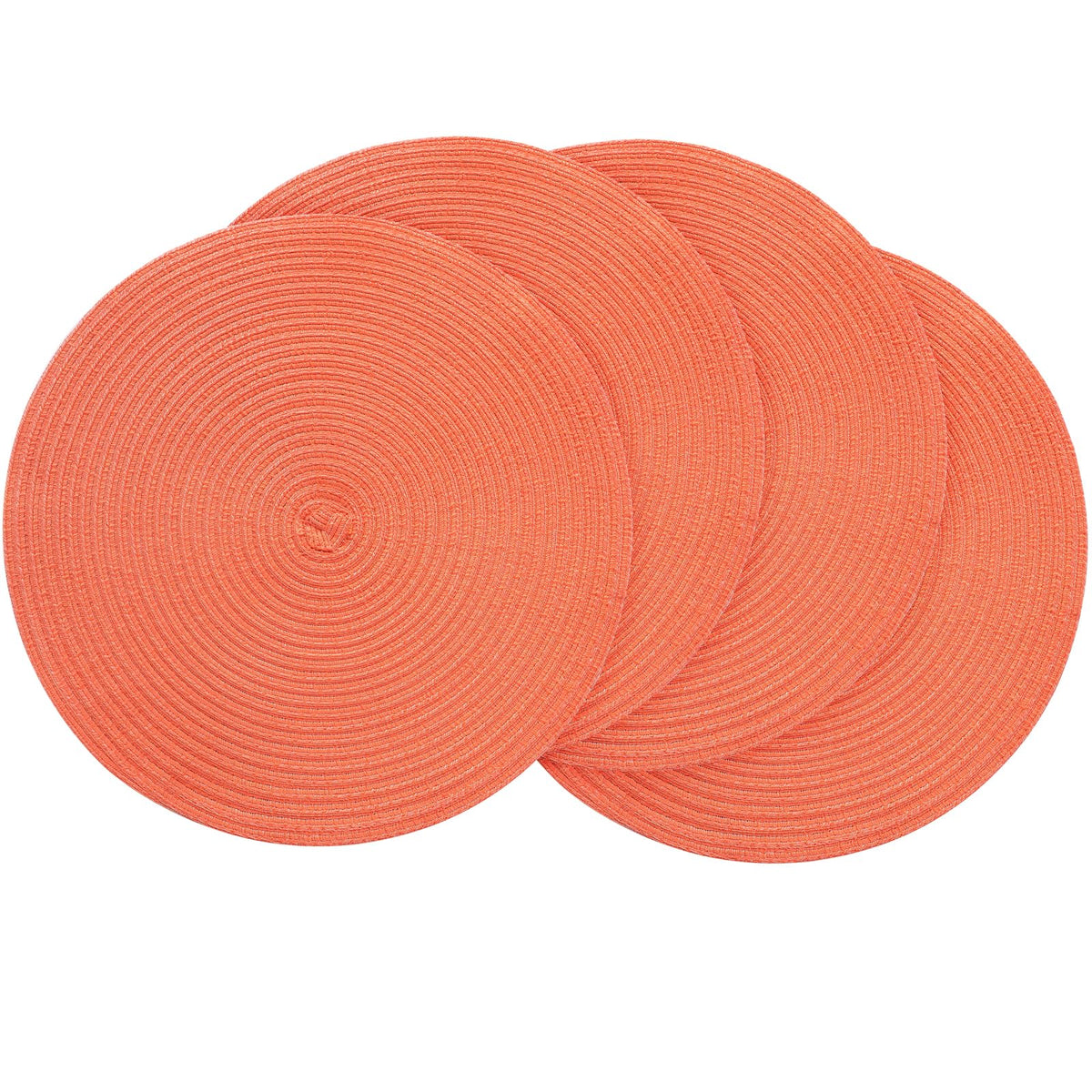 Floroom 15 Inch Round Braided Placemats Set of 4, Washable Heat Resistant Cotton Polyester Circle Place Mats for Kitchen Dining Table - Navy Blue