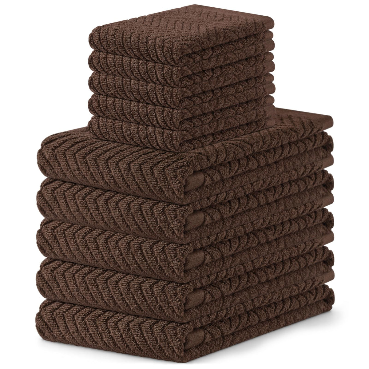 Homaxy 8 Pack 100% Cotton Kitchen Towels and Dishcloths Set, Burgundy