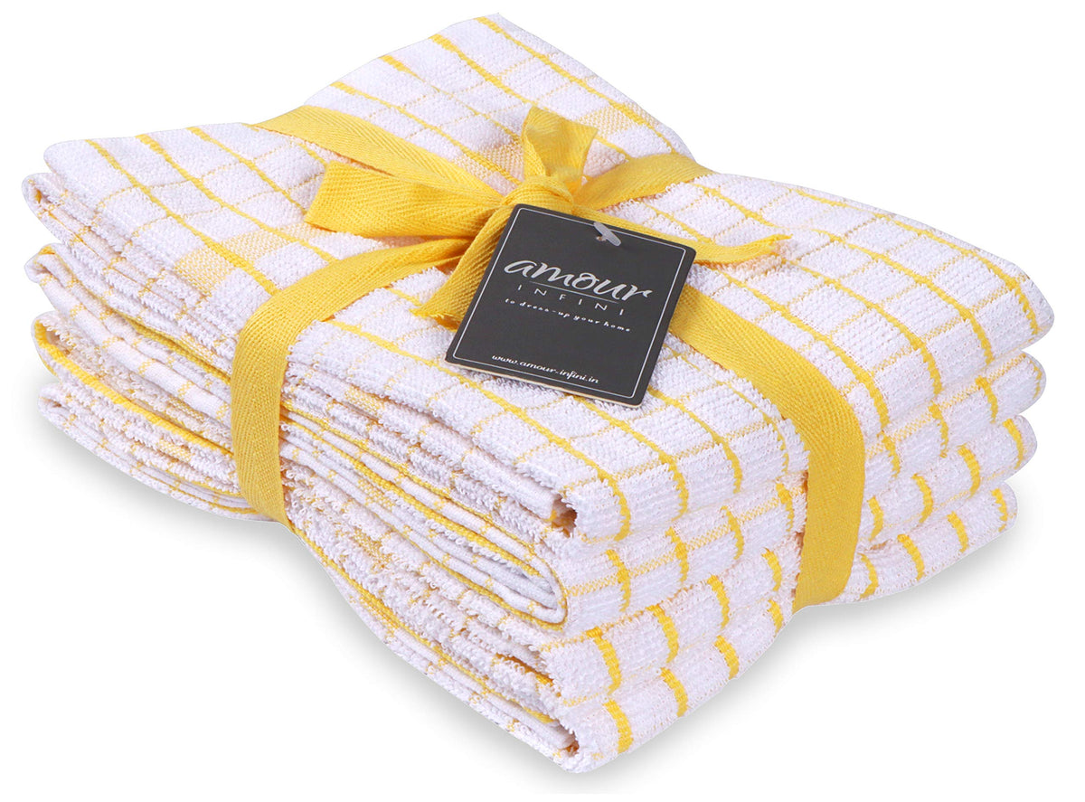 AMOUR INFINI Kitchen Dish Cloths Set of 8 - Ultra Soft, Highly Absorbent, Quick-Drying Terry Cotton Dishcloths 12"x12" Inch Wash & Cleaning Cloths for Kitchen & Dishwashing (D.Grey)