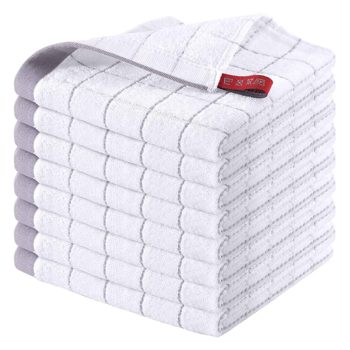 Homaxy 100% Cotton Terry Kitchen Dish Cloths, 6 Pack, Navy Blue