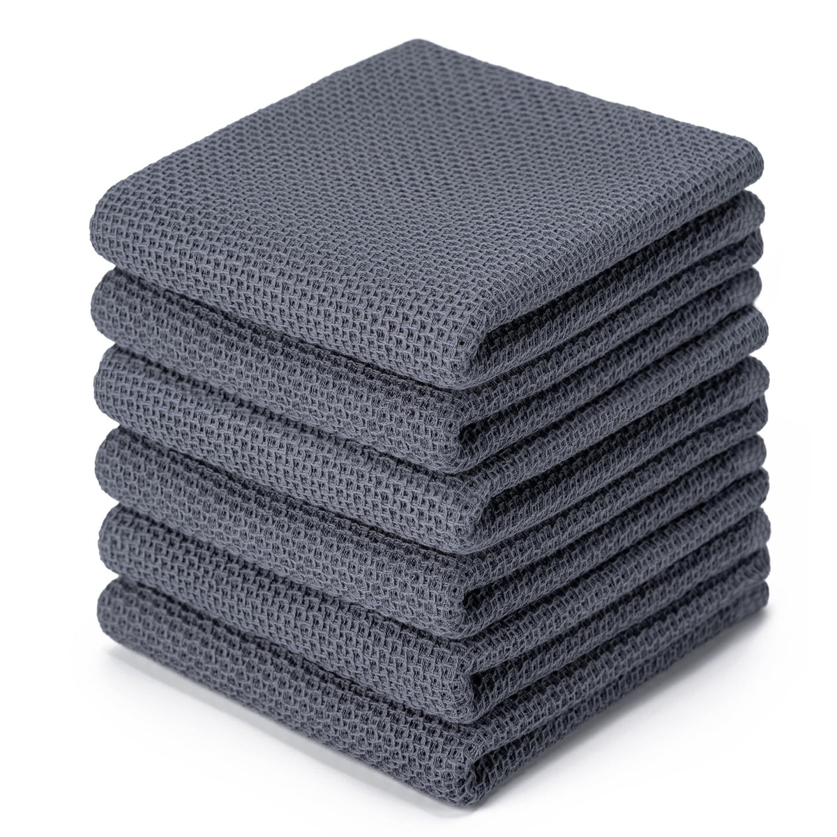 Kitchen Towels 6-Pack Kitchen Dish Cloths,100% Cotton,12x12 In,Dark Grey