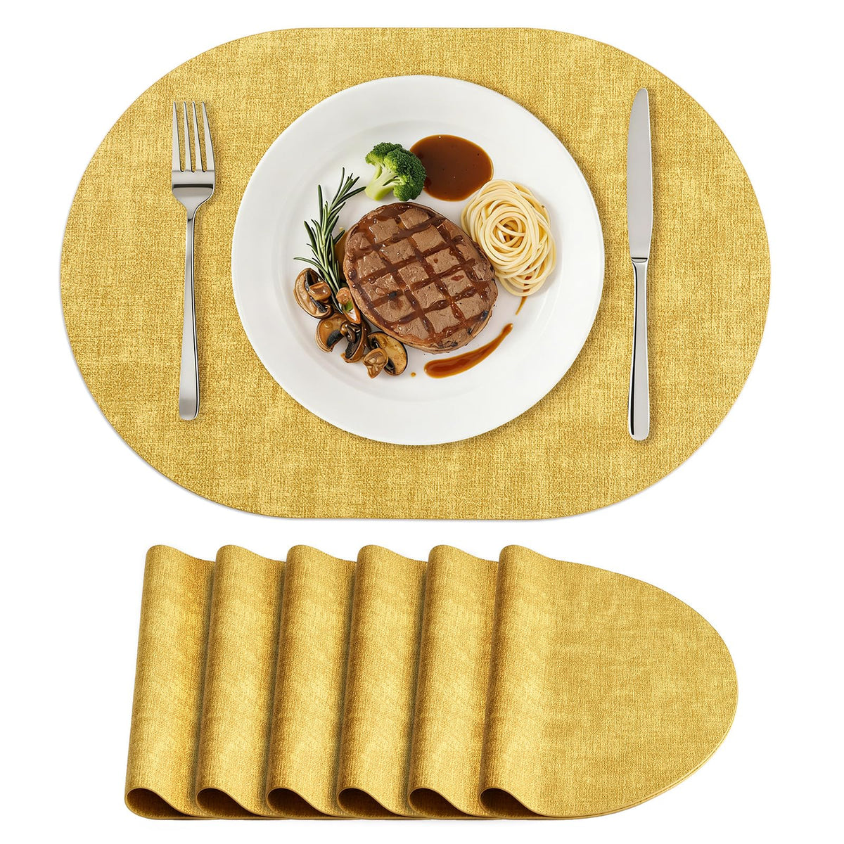 homing Heat Resistant Oval Placemats Set of 6, Beige