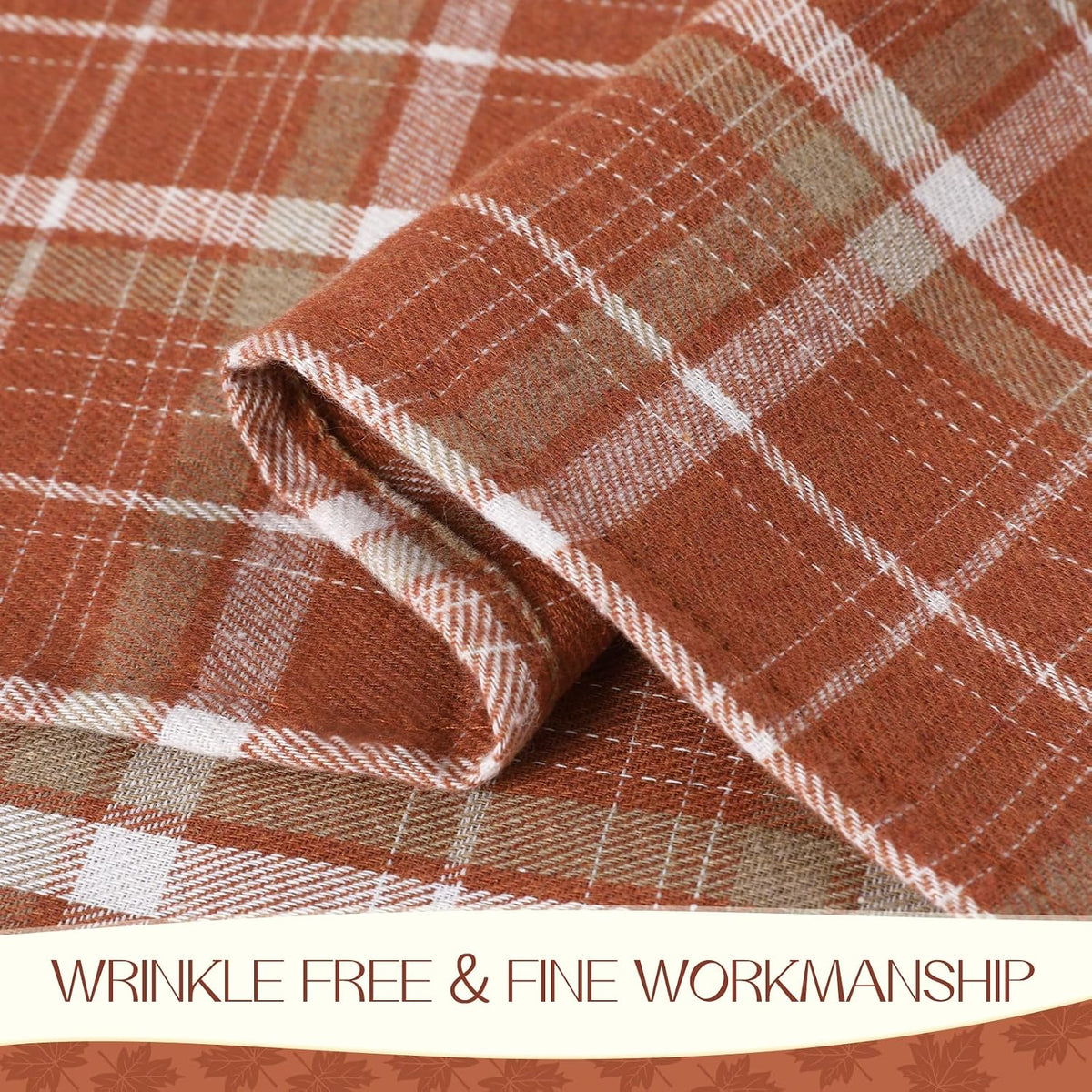 Romanstile Fall Checkered Tablecloth Rectangle, 54 x 80 Inch, Orange