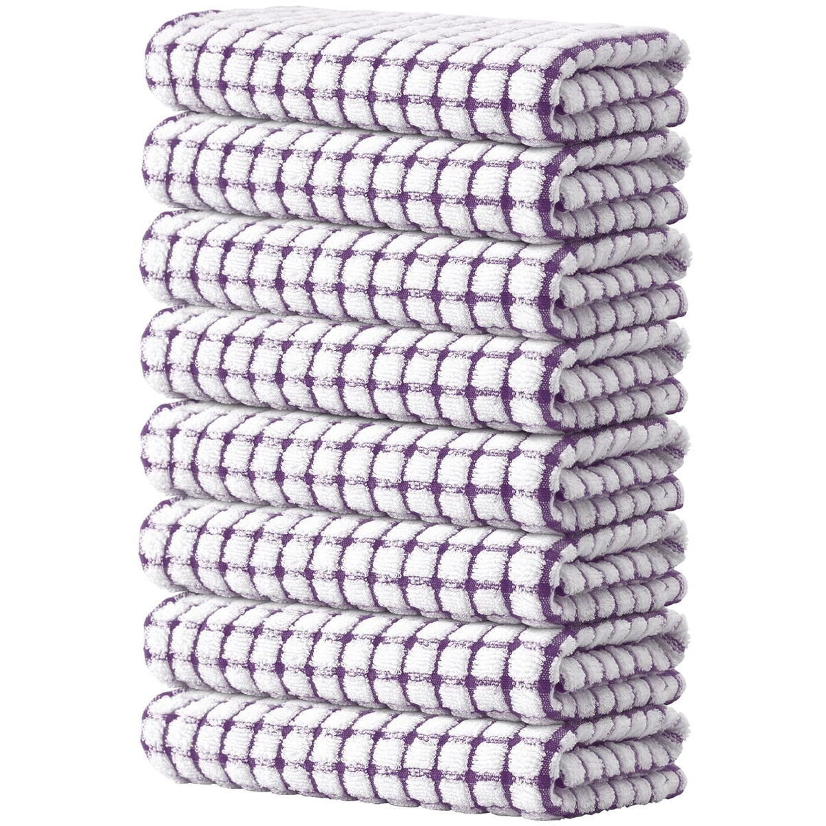 Kitinjoy Cotton 8 Pack Terry Kitchen Dish Cloths, Mixed Color