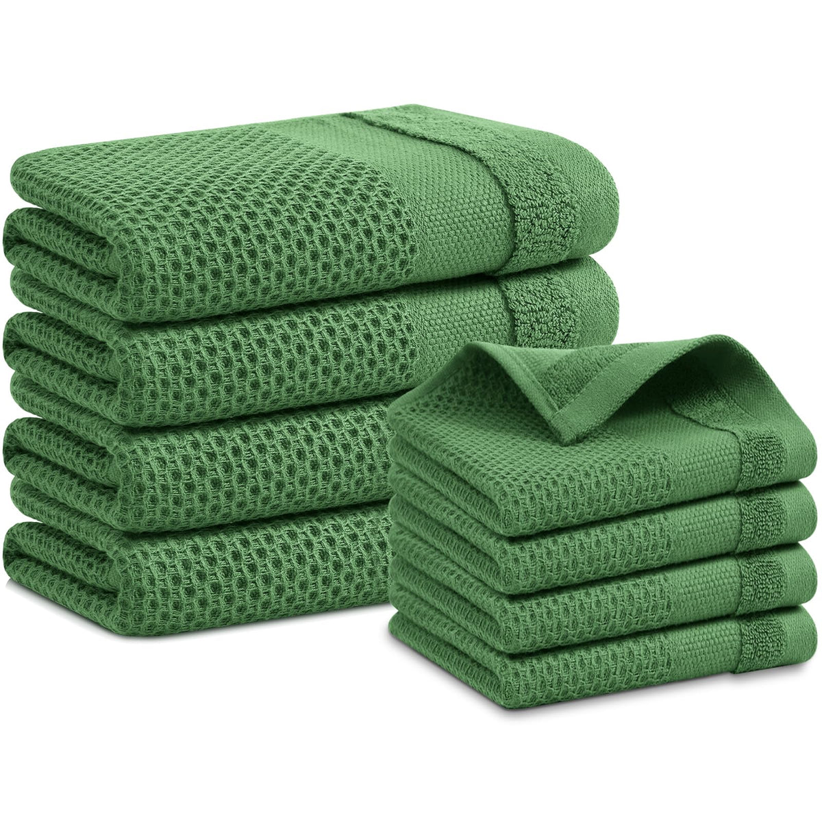 Homaxy 100% Cotton Dish Cloths, 8 Pack - 12 x 12 Inches, Black