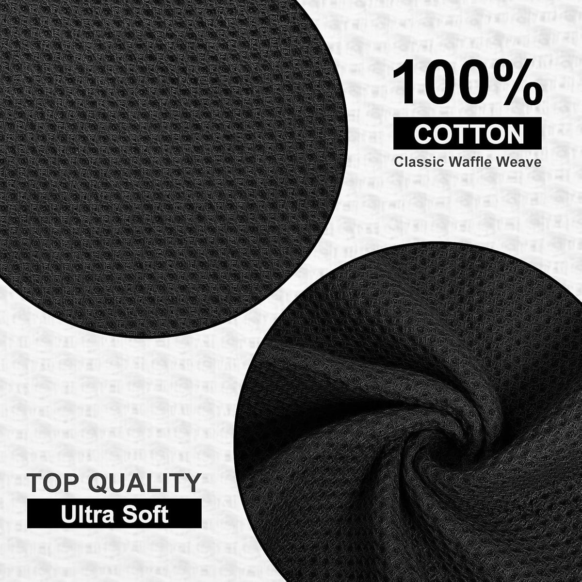 Homaxy 100% Cotton Dish Cloths, 8 Pack - 12 x 12 Inches, Black