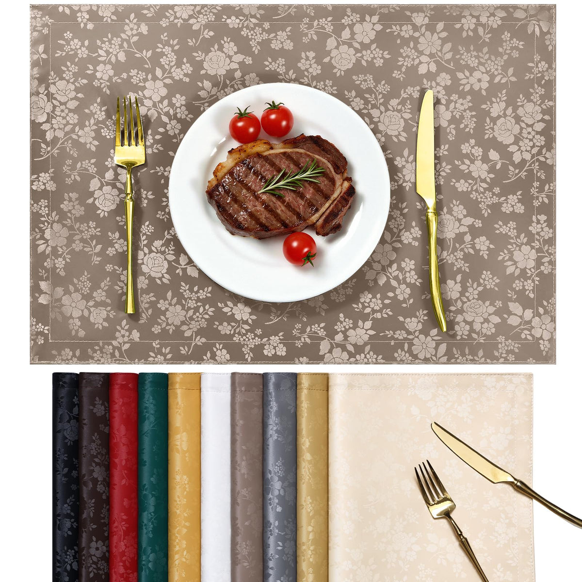 Smiry Rectangle Place Mats, Waterproof Heavy Duty Vinyl Placemats 6 Pack
