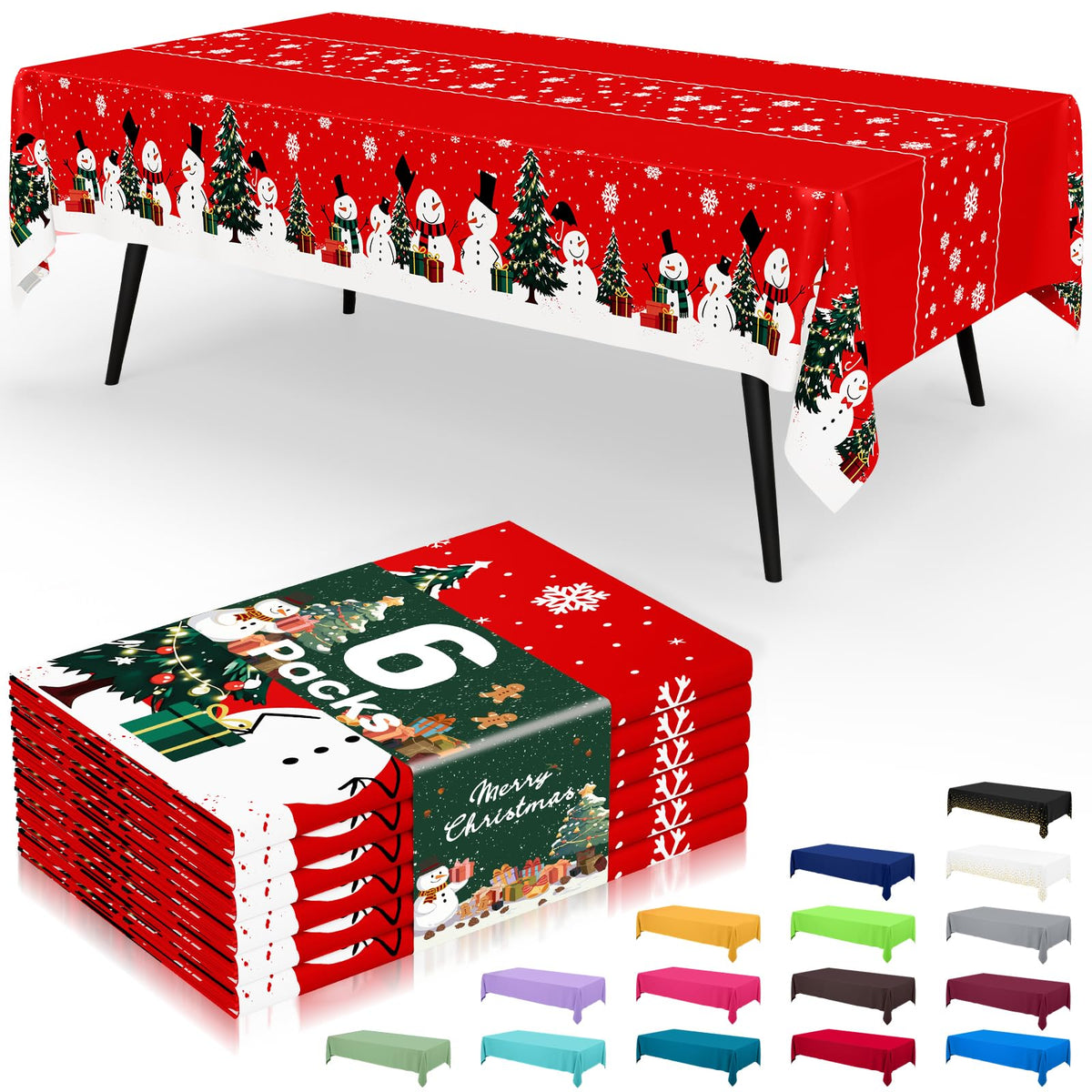 Smiry Plastic Disposable Waterproof Table Cloth - 54 x 108 Inch, 6 Packs