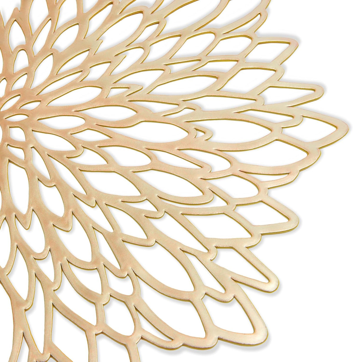 Juvale 10 Pack Gold Vinyl Placemats - 14.4" x 14.4" Round Table Mats and Plate Chargers with Leaf Design for Elegant Table Decor and Protection - Stylish Charger Plates for Events and Wedding Parties