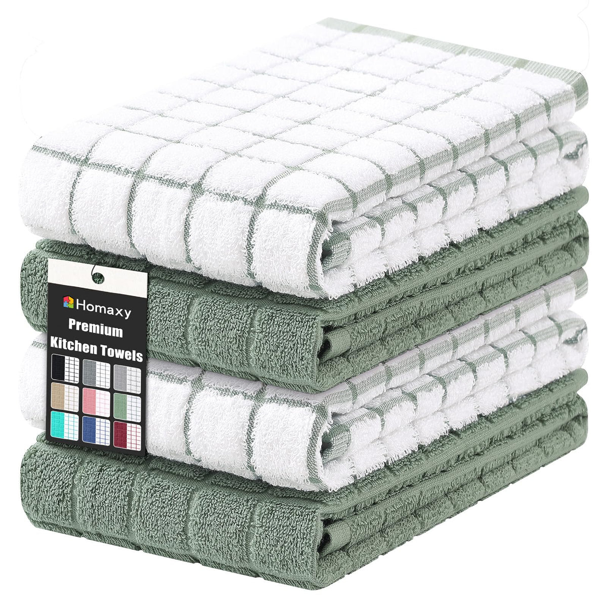 Homaxy Premium Cotton Kitchen Dish Cloths 12"x 12", 6 Pack, Tan
