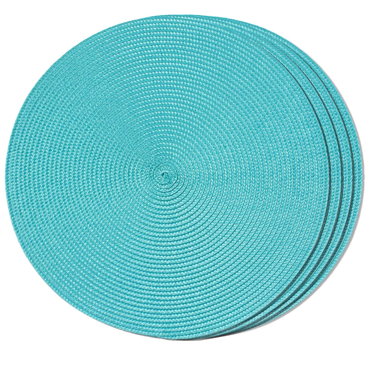 FunWheat Round Braided Placemats Set of 6 Table Mats for Dining Tables Woven Washable Non-Slip Place mats 15 inch(Orange, 6pcs)