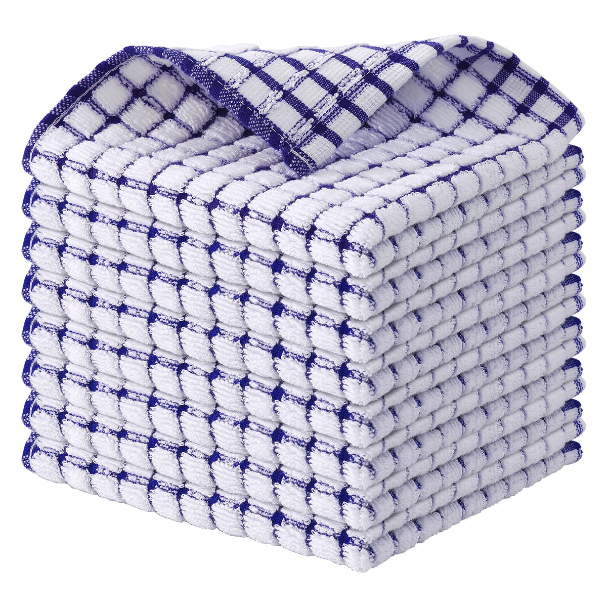 Kitinjoy Cotton 8 Pack Terry Kitchen Dish Cloths, Mixed Color