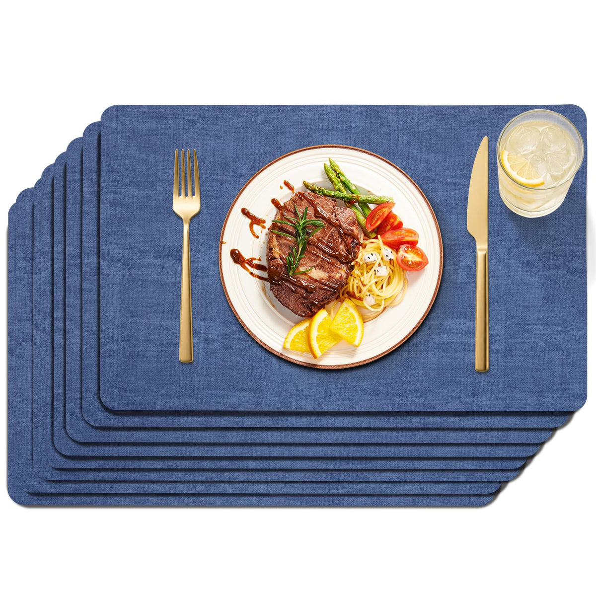 Maxpearl Faux Leather Placemats Set of 6, Easy to Clean, Brown