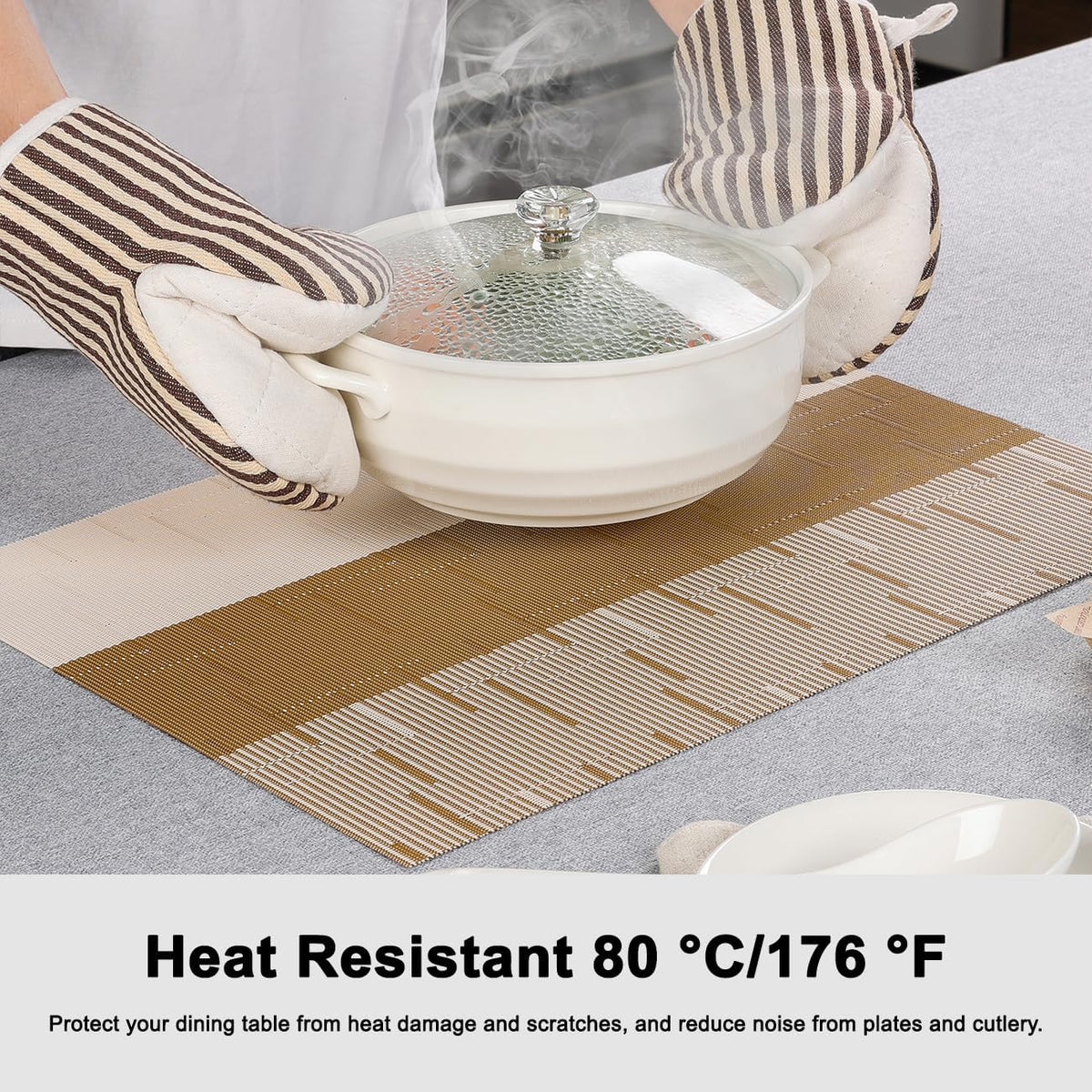 Placemats Set of 6, Vinyl Woven Heat-Resistant Place Mats