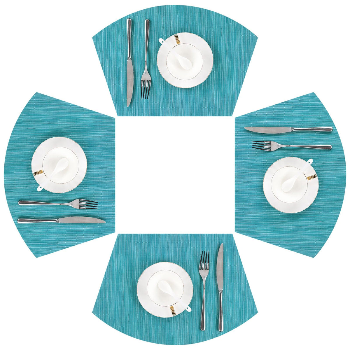 SHACOS Wedge Shape Placemats Set of 4 Woven Vinyl Placemat for Round Table