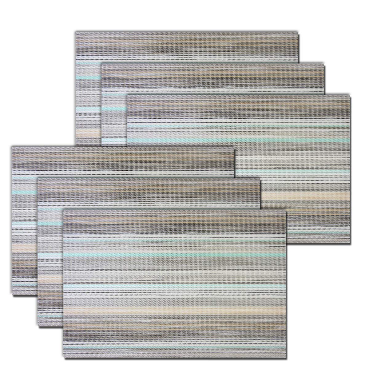 PIGCHCY Placemats,Washable Vinyl Woven Table Mats,Elegant Durable Placemats for Dining Table Set of 4 (18 x 12 inches, Pure Black)