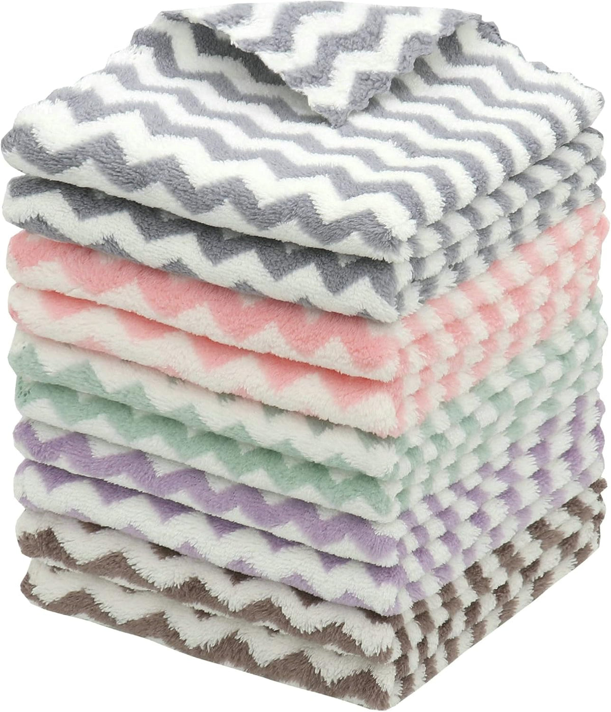 Microfiber Cleaning Cloth, 10 Pack Dish Rags, 12inx12in, Mix Color