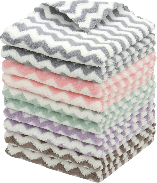Microfiber Cleaning Cloth, 10 Pack Dish Rags, 12inx12in, Mix Color