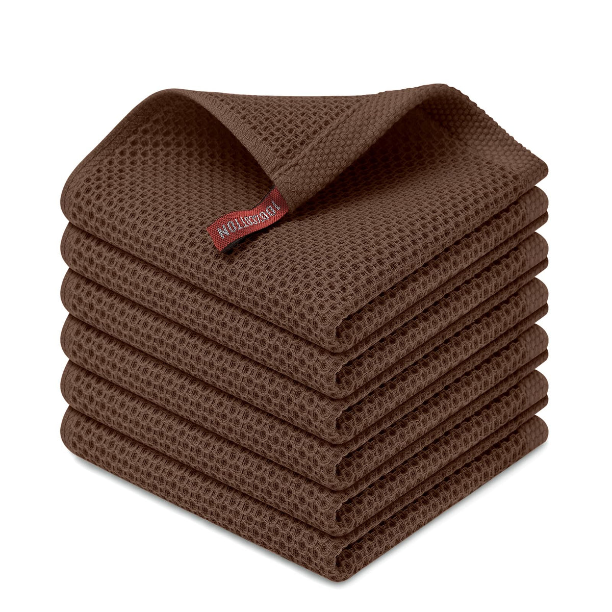 Kitinjoy 100% Cotton Waffle 6-Pack Kitchen Towels, 12" x 12", Dark Grey