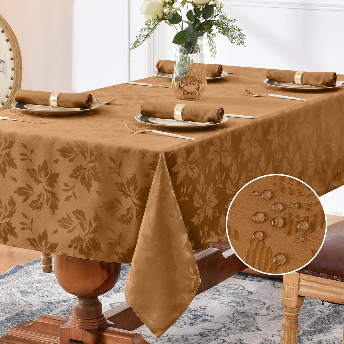Romanstile Jacquard Rectangle Tablecloth 60 x 120 Inch, White