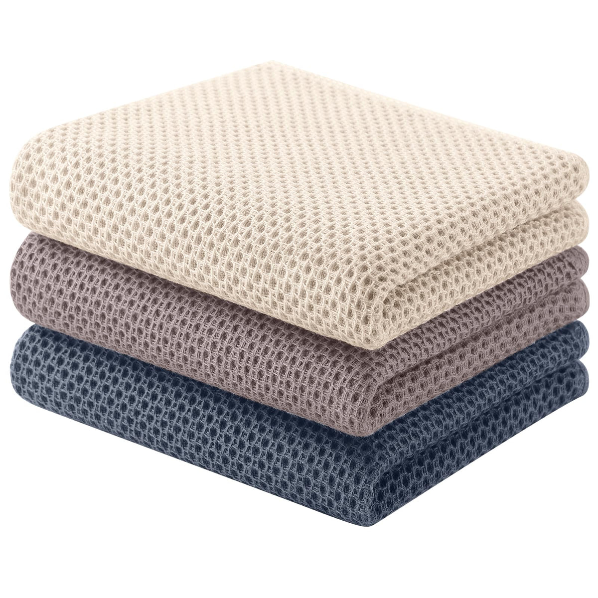 Homaxy 100% Cotton Waffle Weave Kitchen Dish Cloths, 4-Pack, Dark Grey