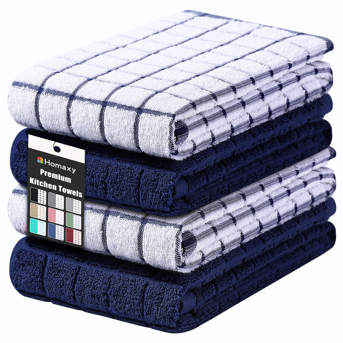 Homaxy Premium Cotton Kitchen Dish Cloths 12"x 12", 6 Pack, Tan