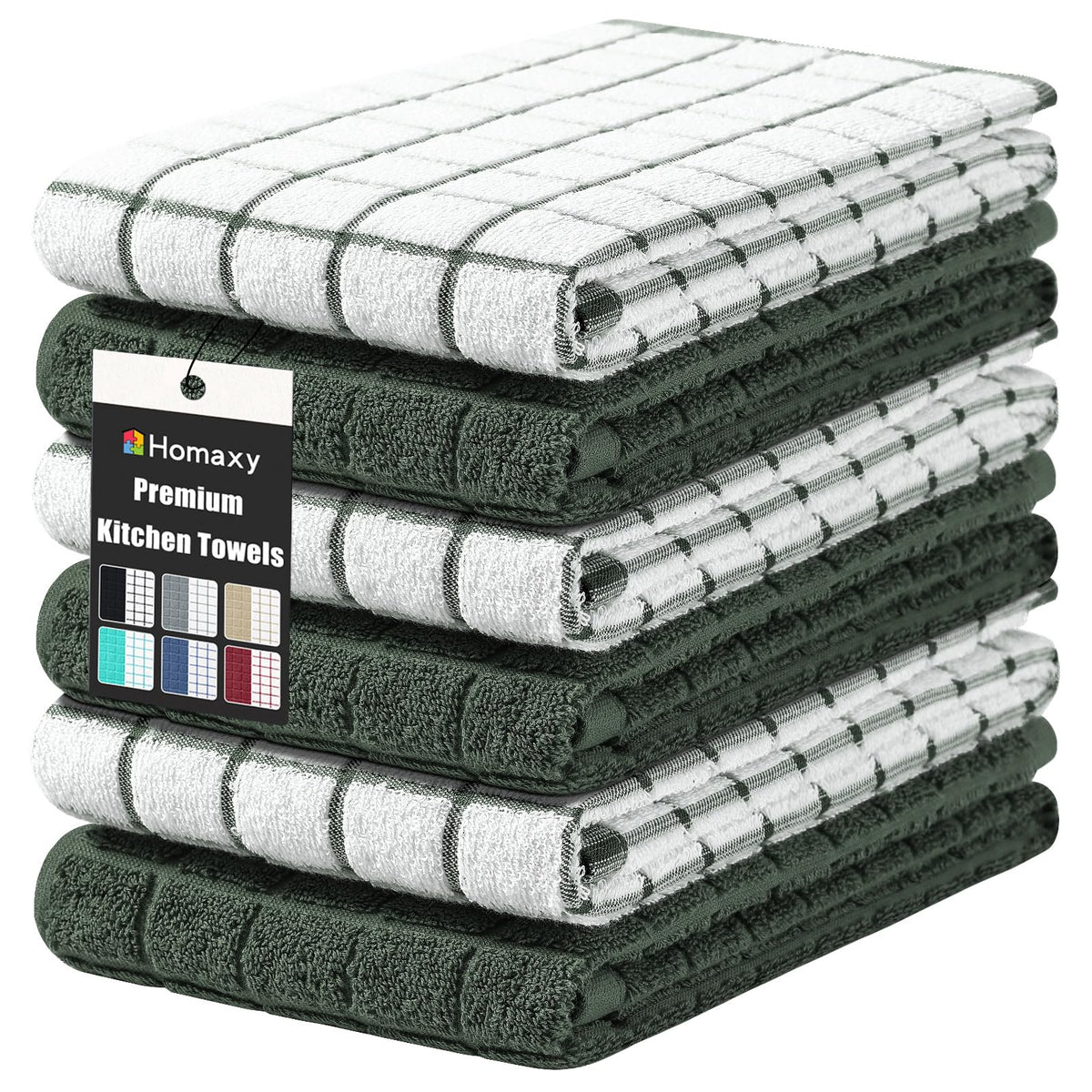 Homaxy Premium Cotton Kitchen Dish Cloths 12"x 12", 6 Pack, Tan