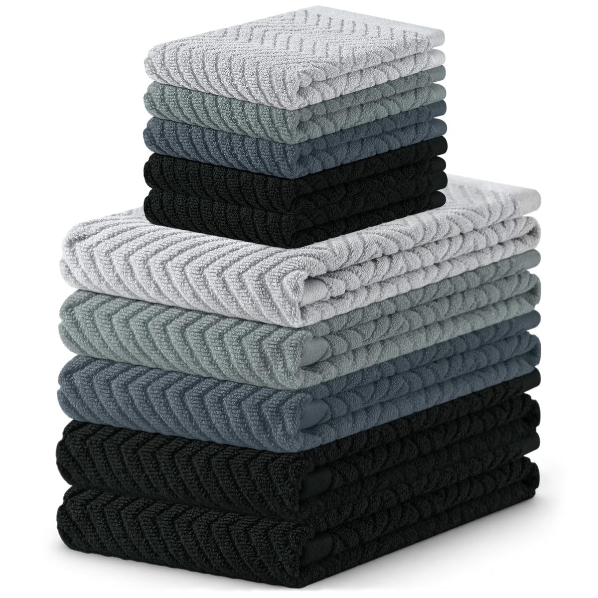 Homaxy 8 Pack 100% Cotton Kitchen Towels and Dishcloths Set, Burgundy