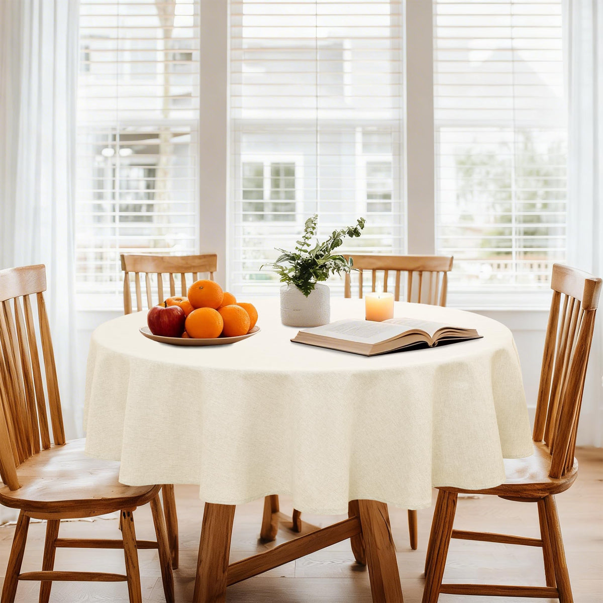 DWCN Rectangle Faux Linen Tablecloth, Table Cover, 54 x 108 Inch, Beige