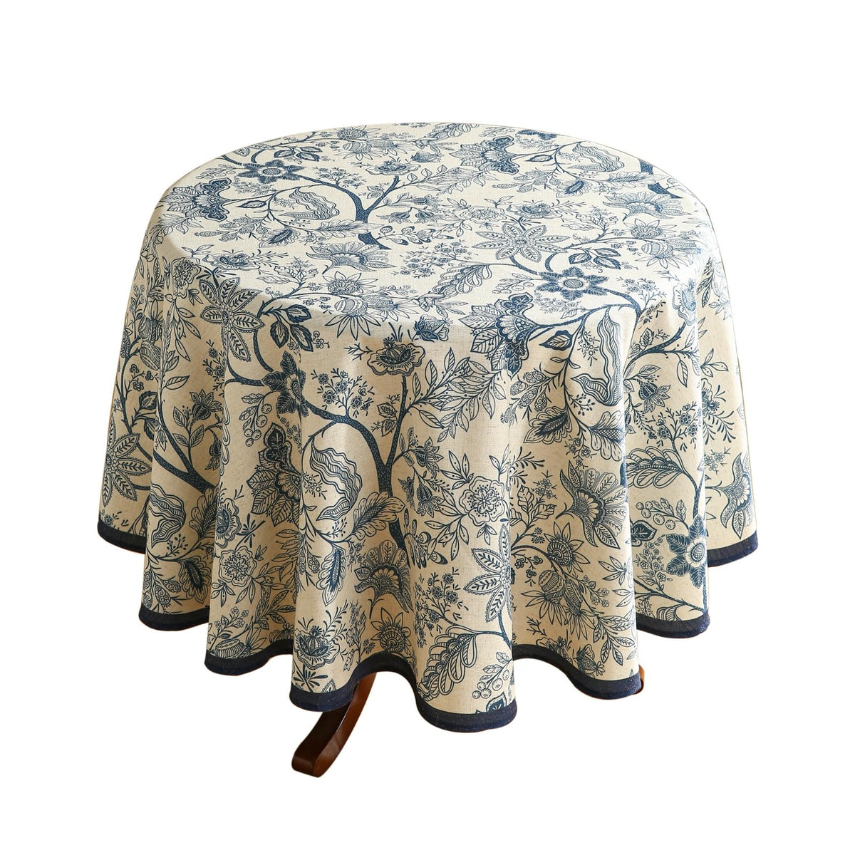 ISAENNE Designer Linen Rectangular Long Tablecloth,118"x67"-Serenity G
