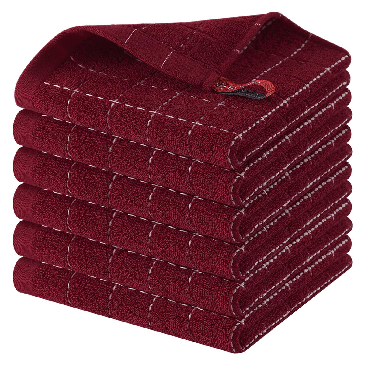 Homaxy 100% Cotton Terry Kitchen Dish Cloths, 6 Pack, Navy Blue