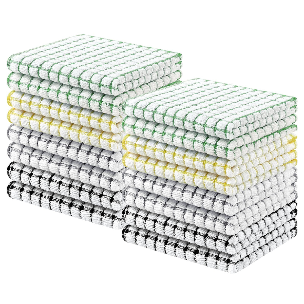 Homaxy 8 Pack Terry Kitchen Dish Cloths, 12"x12", Blue/Yellow/Red/Green