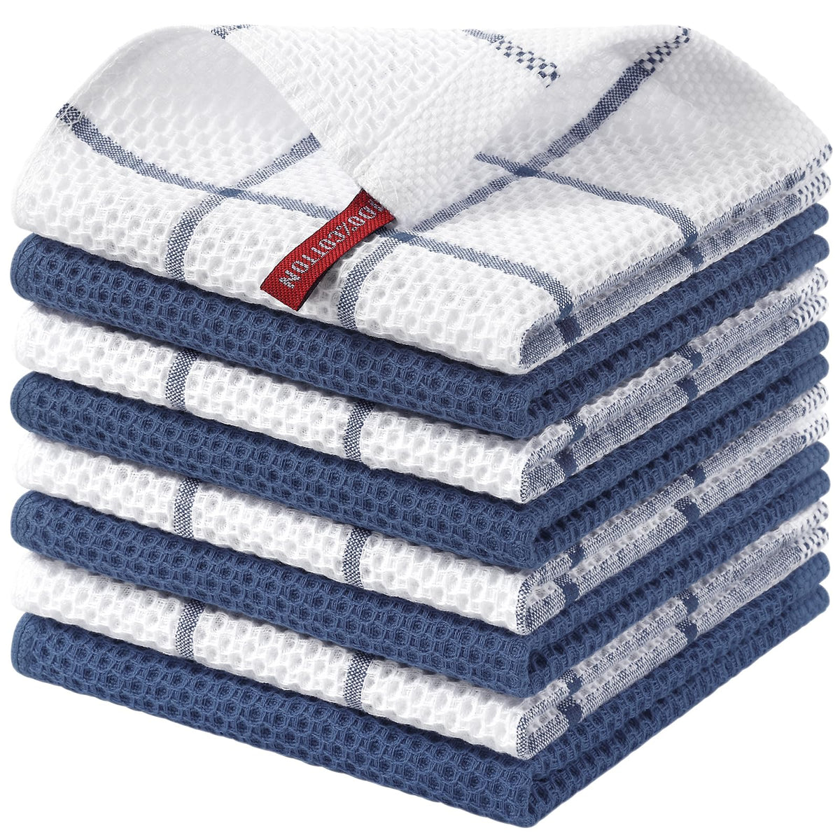 Homaxy 100% Cotton Waffle Weave Kitchen Dish Cloths 8-Pack, Dark Grey