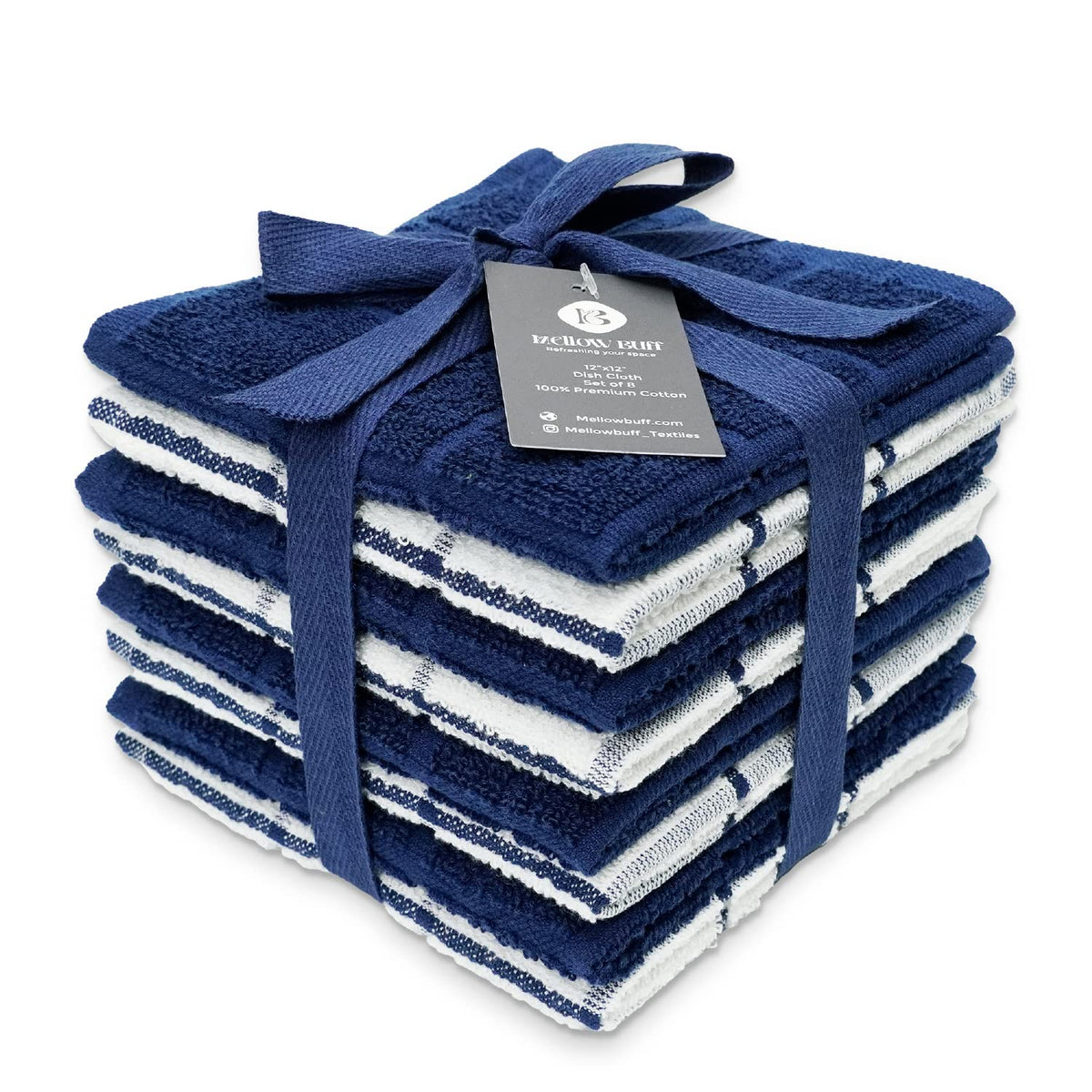100% Cotton Terry Dish Cloth & Dish Towel, 8 Pack, Super Soft and Absorbent Kitchen Towels, Perfect for Kitchen Cleaning and Dish Washing (TAN (Solid and Checks) 8 Pack)