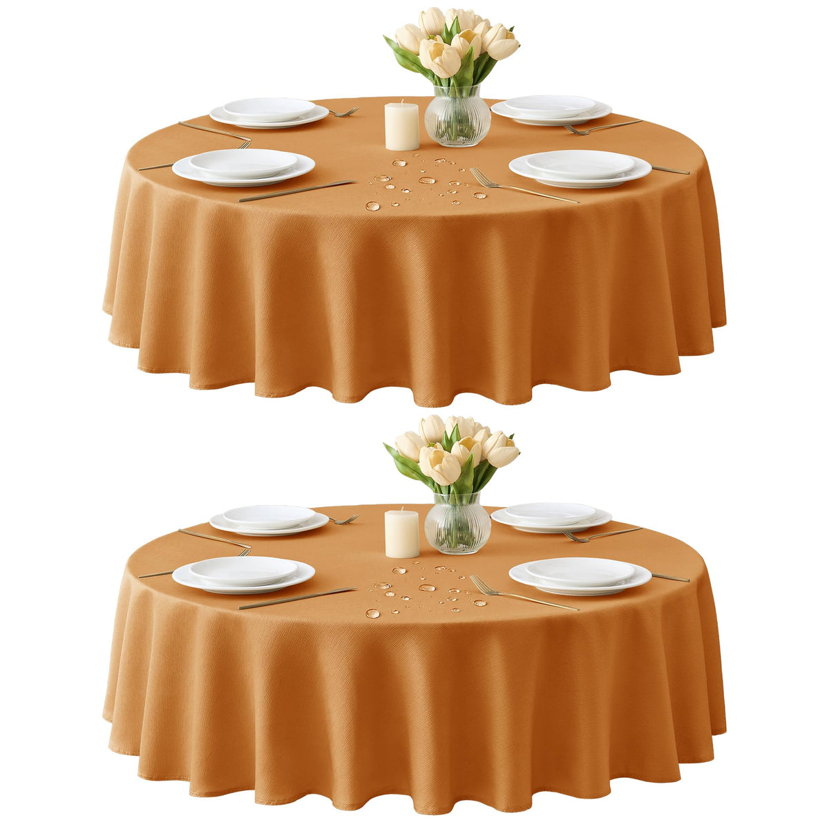 Fall Tablecloths Rectangular 6ft, 2-Pack Waterproof Slub Texture