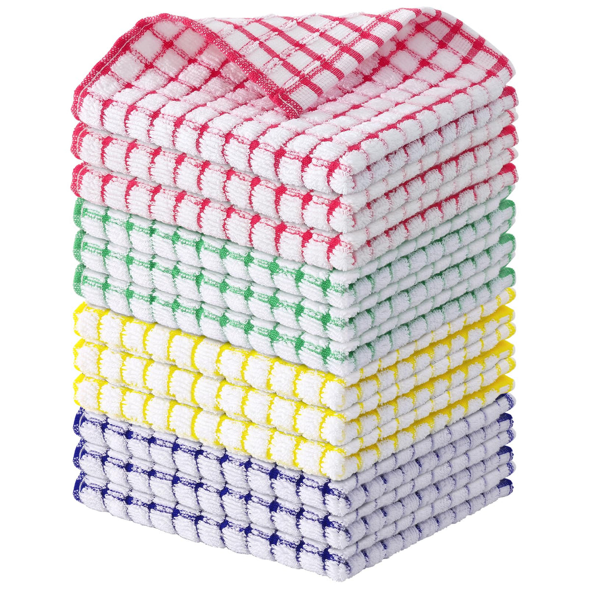 Kitinjoy Cotton 8 Pack Terry Kitchen Dish Cloths, Mixed Color