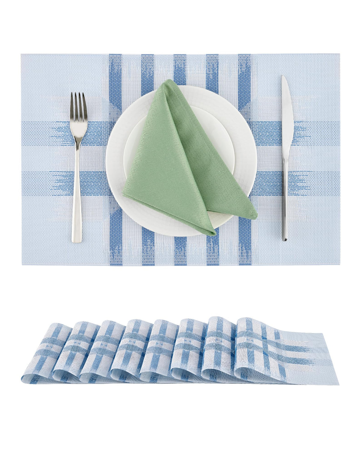 Beige Placemats Set of 6 - Heat-Resistant, Non-Slip Table Mats, Washable Woven Vinyl for Indoor & Outdoor Dining